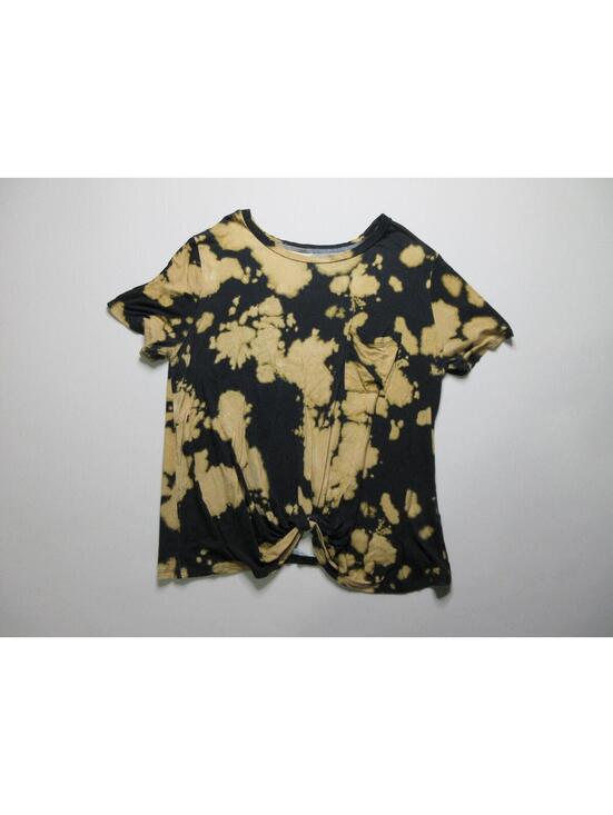 No Boundaries Tops - No Boundaries Black Soot Multi Tie Dye Twist Front Pocket T-Shirt Juniors SZ XL